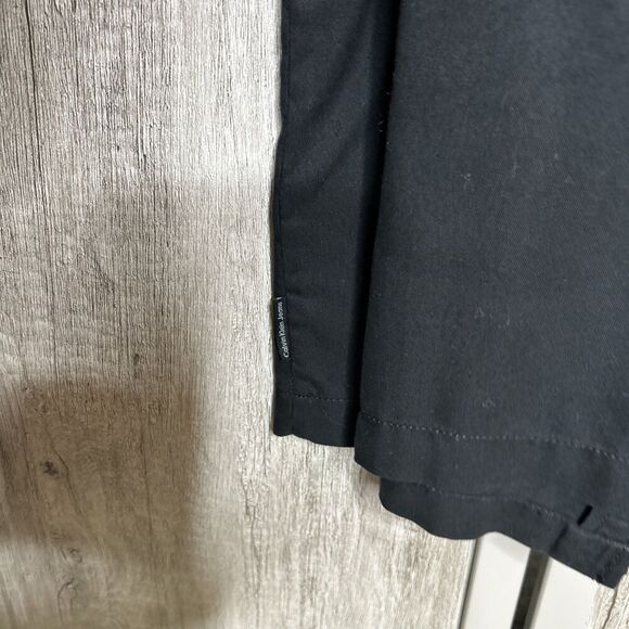 Calvin Klein Shirt Dress Snap Buttons V Neck Belt Patch Pockets Black Size S - Picture 8 of 10